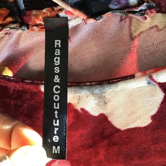 RAGS & COUTURE Velvet Bodycon Purple Floral Dress - Picture 4 of 5